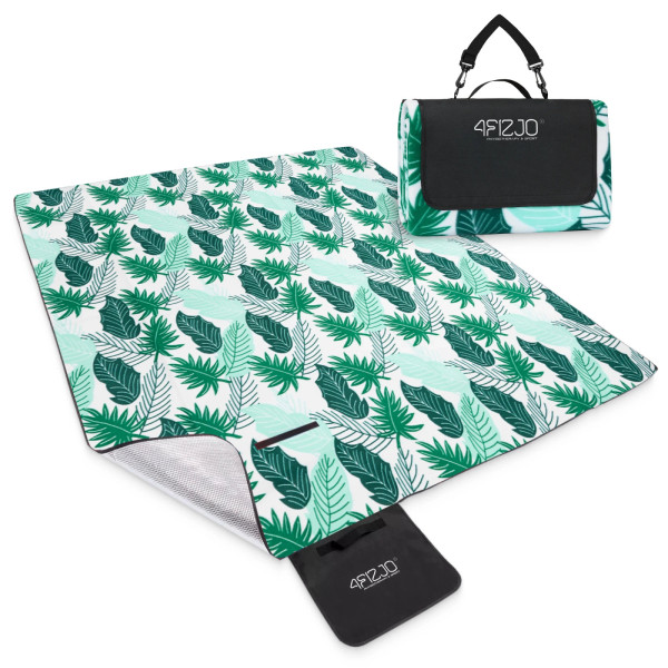 Koc piknikowy 4Fizjo plażowy z izolacją 200 x 200 cm liście