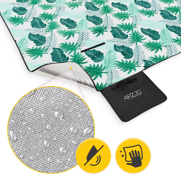 Koc piknikowy 4Fizjo plażowy z izolacją 200 x 200 cm liście