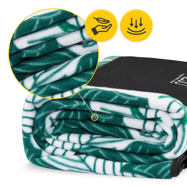 Koc piknikowy 4Fizjo plażowy z izolacją 200 x 200 cm liście