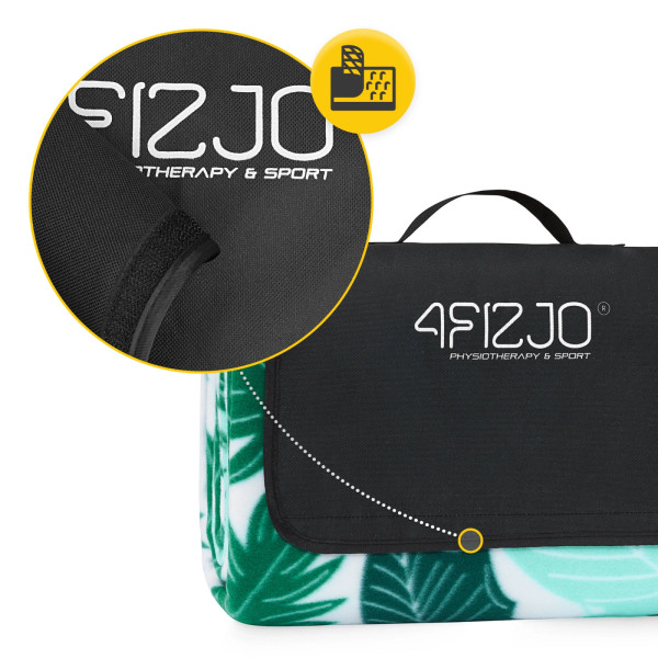 Koc piknikowy 4Fizjo plażowy z izolacją 200 x 200 cm liście