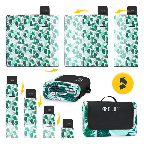 Koc piknikowy 4Fizjo plażowy z izolacją 200 x 200 cm liście