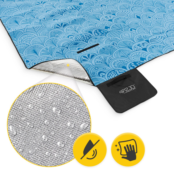 Koc piknikowy 4Fizjo plażowy z izolacją 200 x 200 cm muszle