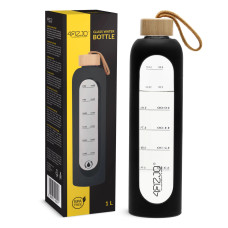 Butelka szklana 4Fizjo na wodę 1L czarna