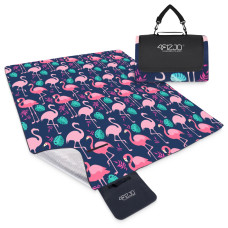 Koc piknikowy plażowy 4Fizjo z izolacją 200 x 200 cm flamingi