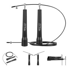 Skakanka z metalowymi łożyskami 4Fizjo STANDARD+ czarna