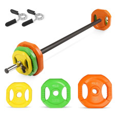 Sztanga treningowa 4Fizjo z obciążeniem żeliwnym 20 kg