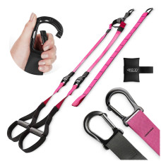 Pasy treningowe taśmy do ćwiczeń 4Fizjo TRX różowe