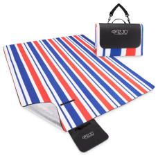 Koc piknikowy plażowy 4Fizjo z izolacją 200 x 200 cm paski