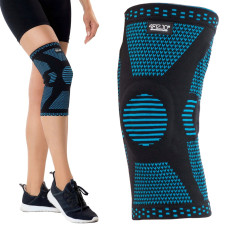 Elastyczna opaska na kolano 4Fizjo ze stabilizacją rzepki M niebieska