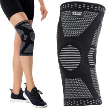 Elastyczna opaska na kolano 4Fizjo ze stabilizacją rzepkii XL szara