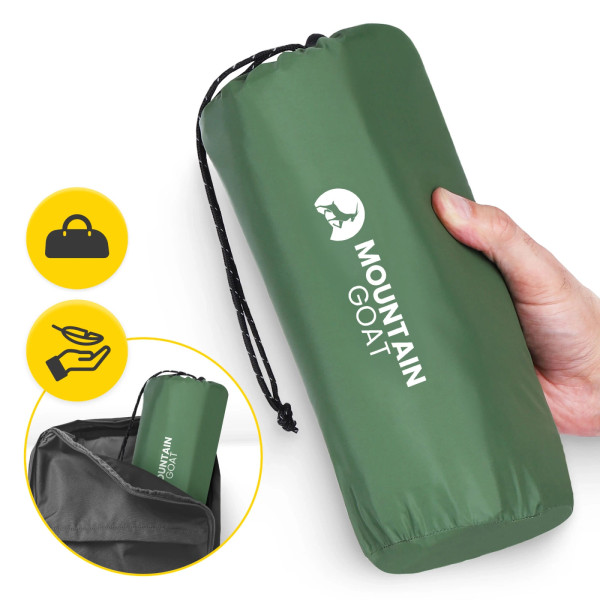 Dmuchany materac turystyczny Mountain Goat jednoosobowy samopompujący khaki