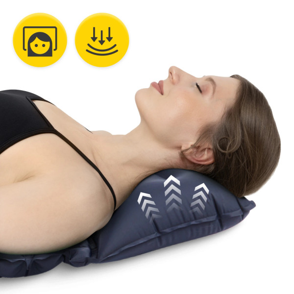 Dmuchany materac turystyczny Mountain Goat dwuosobowy samopompujący granatowy