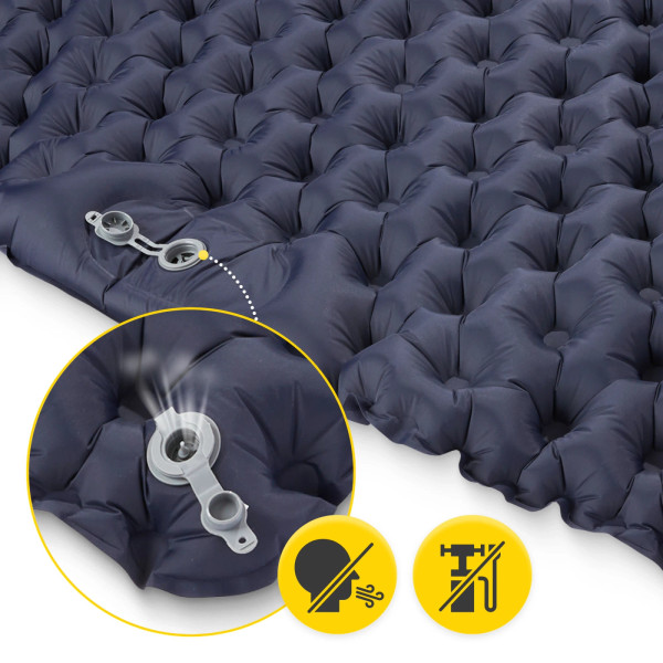 Dmuchany materac turystyczny Mountain Goat dwuosobowy samopompujący granatowy