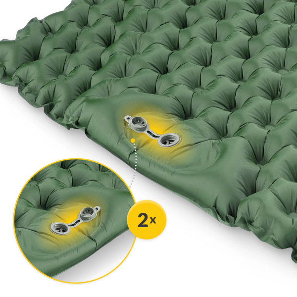 Dmuchany materac turystyczny Mountain Goat dwuosobowy samopompujący khaki
