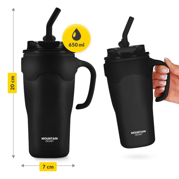 Kubek termiczny Mountain Goat ze słomką 650ml czarny