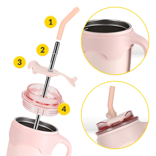 Kubek termiczny Mountain Goat ze słomką 650ml różowy