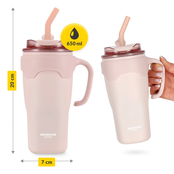 Kubek termiczny Mountain Goat ze słomką 650ml różowy