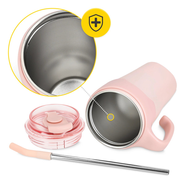 Kubek termiczny Mountain Goat ze słomką 650ml różowy