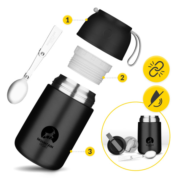 Termos obiadowy Mountain Goat ze stali nierdzewnej 720ml czarny