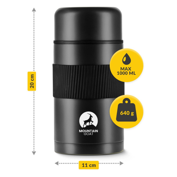 Termos obiadowy Mountain Goat ze stali nierdzewnej 1 litr czarny