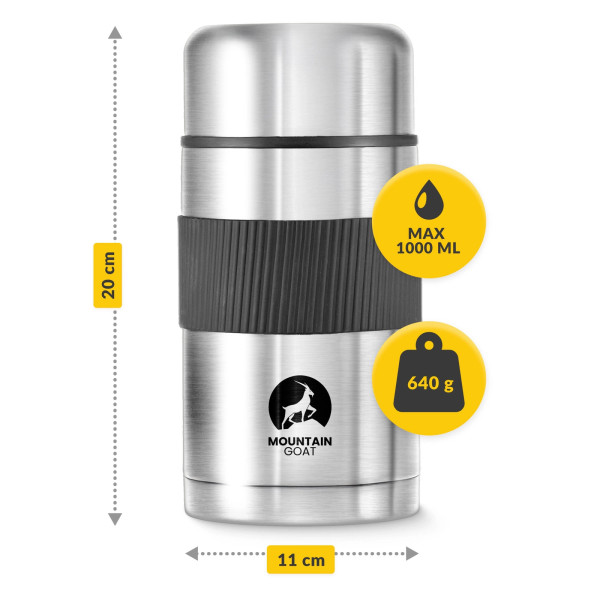 Termos obiadowy Mountain Goat ze stali nierdzewnej 1 litr srebrny
