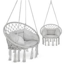 Huśtawka ogrodowa z poduszką BOHO szara