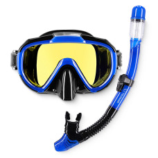 Maska do nurkowania snorkelingu Tsunami z rurką niebieska