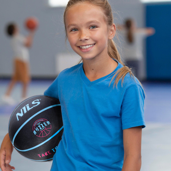Piłka do koszykówki czarna Nils BUZZER 5 NPK251