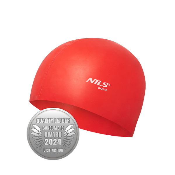Czepek silikonowy Nils Aqua NQC JEDNOKOLOROWY RD01, czerwony