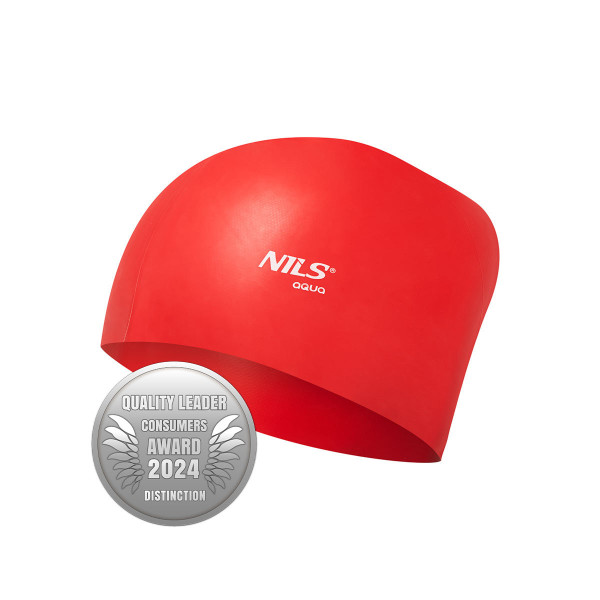 Czepek silikonowy do długich włosów Nils Aqua NQC, jednokolorowy czerwony