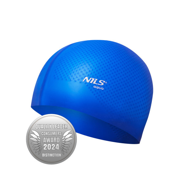 Czepek silikonowy Nils Aqua NQC DOTS, jednokolorowy niebieski