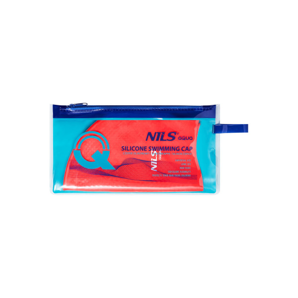 Czepiek silikonowy Dots Nils Aqua NQC, jednokolorowy czerwony