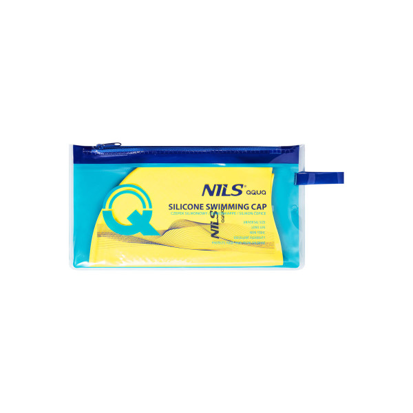 Czepek silikonowy Nils Aqua NQC, jednokolorowy żółty, dots