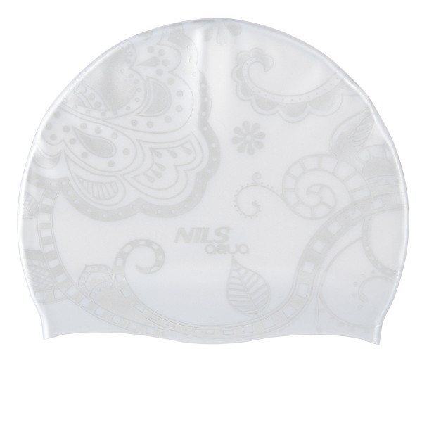 Czepek silikonowy Nils Aqua G-Type Woman F221, srebrny wzór