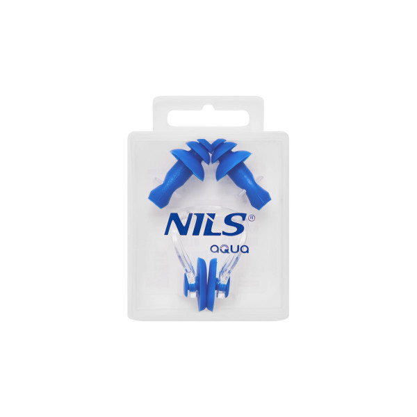 Zestaw pływacki silikonowe zatyczki do uszu i na nos Nils Aqua NQAW30, niebieski