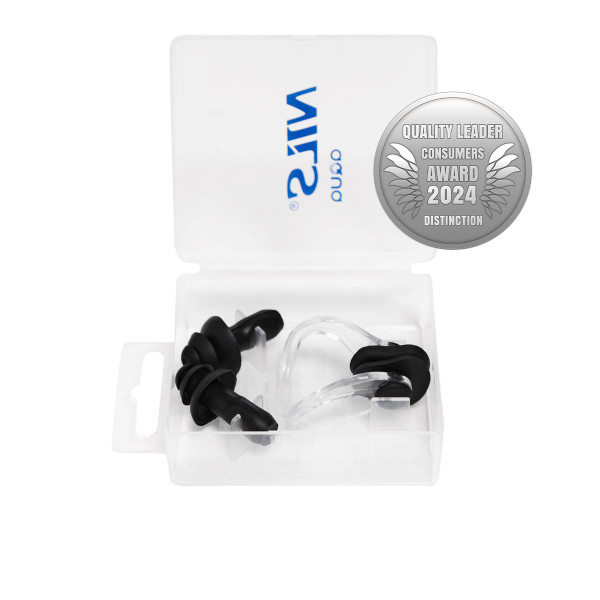 Zestaw pływacki czarny Nils Aqua NQAW30, silikonowe zatyczki do uszu i na nos