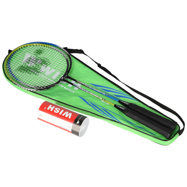 Rakiety do badmintona SteelTec 216K, zestaw + lotki 3szt Wish