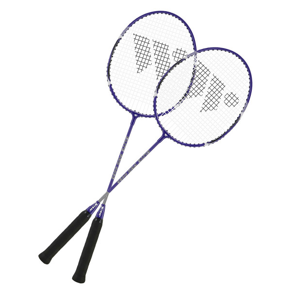 Zestaw rakiety do badmintona fioletowy Alumtec 4466, 2szt + lotki 3szt + siatka + linie Wish