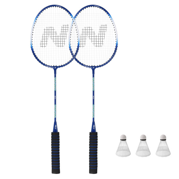 Zestaw do badmintona aluminium Nils NRZ2052, 2 rakiety + 3 lotki + pokrowiec