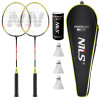 Zestaw aluminiowych rakiet do badmintona + lotki z piórem 3szt + pokrowiec Nils NRZ204-1