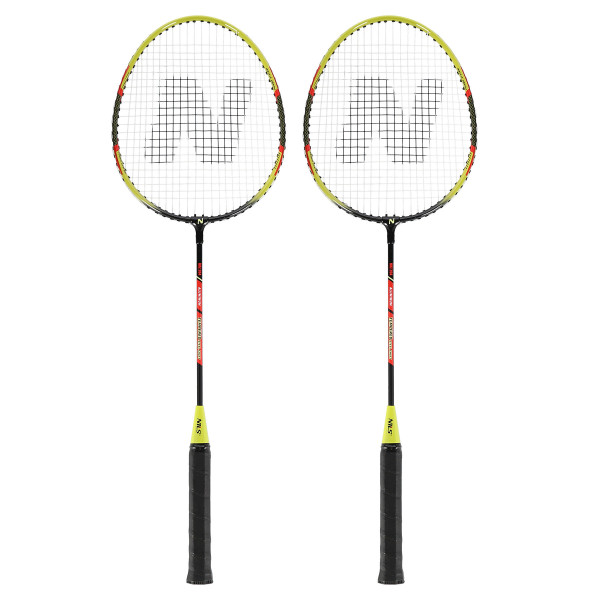 Zestaw aluminiowych rakiet do badmintona + lotki z piórem 3szt + pokrowiec Nils NRZ204-1