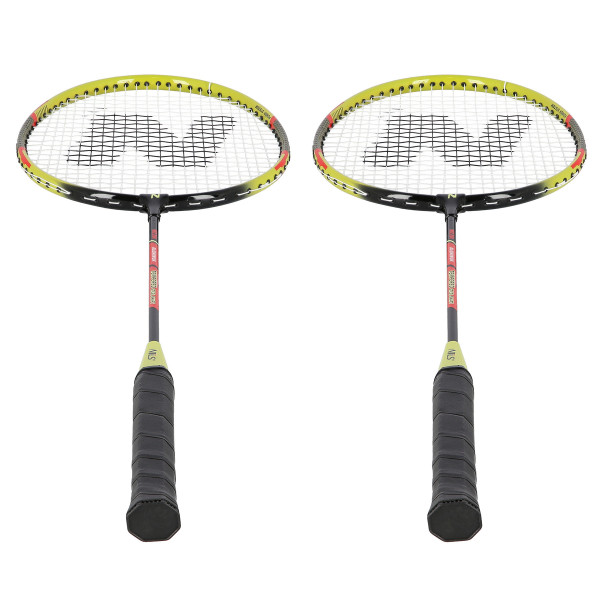 Zestaw aluminiowych rakiet do badmintona + lotki z piórem 3szt + pokrowiec Nils NRZ204-1