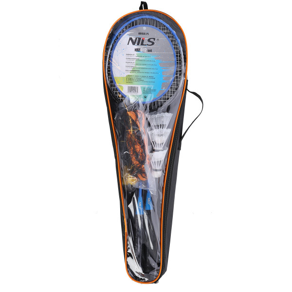 Zestaw do badmintona 2 rakiety + 3 lotki + siatka + pokrowiec Nils NRZ012, Steel