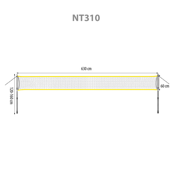 Siatka do badmintona Nils NT310, słupki teleskopowe 600x60cm, pokrowiec pełny
