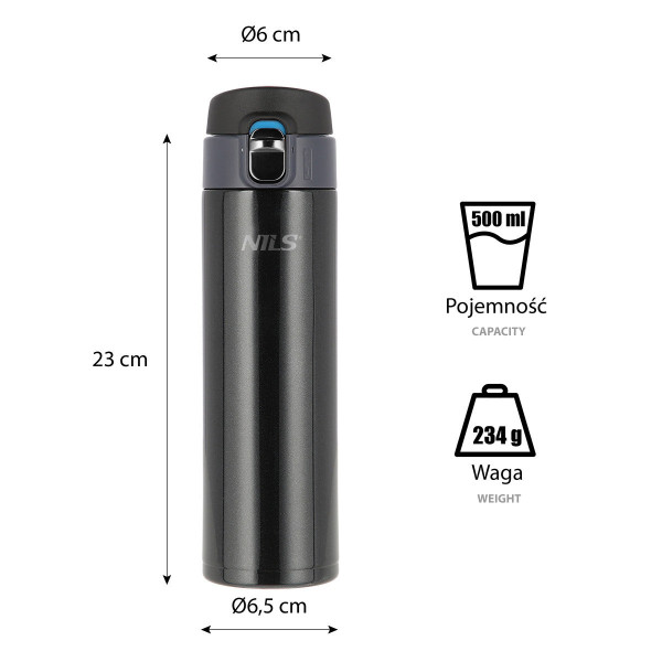 Kubek termiczny czarny Nils NCB28