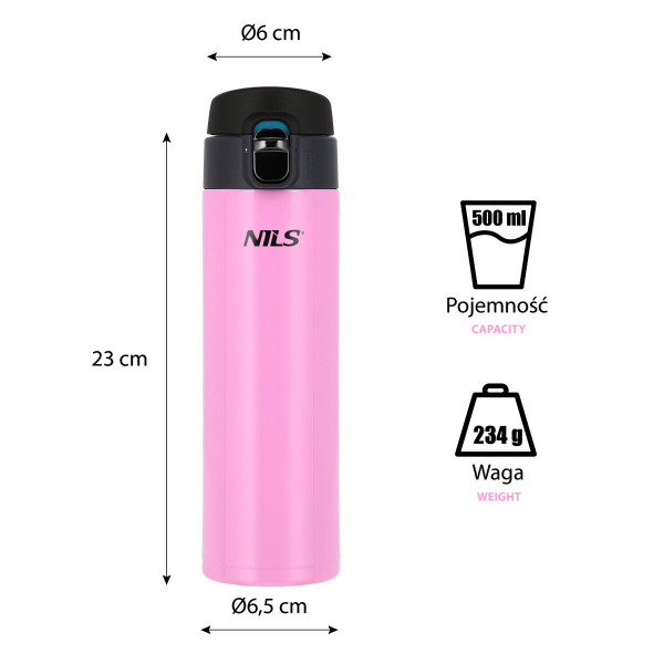 Kubek termiczny różowy Nils NCB28