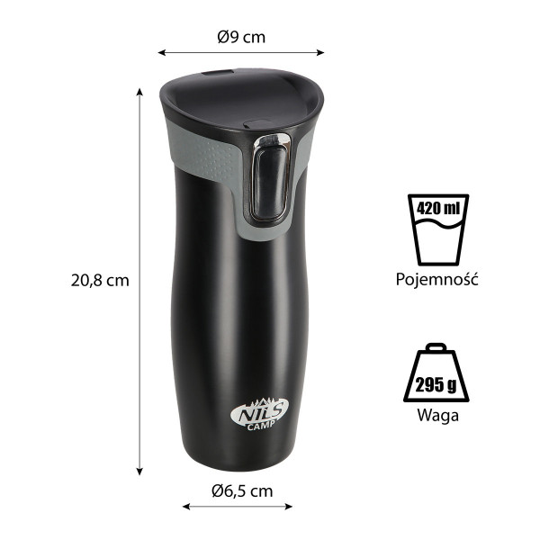 Kubek termiczny Nils NCC03, czarny, Nils Camp