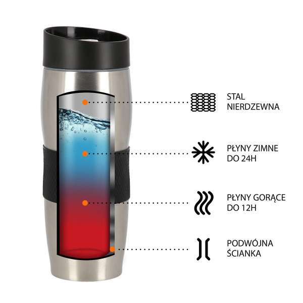 Kubek termiczny Nils Camp NCC05, czarno-srebrny