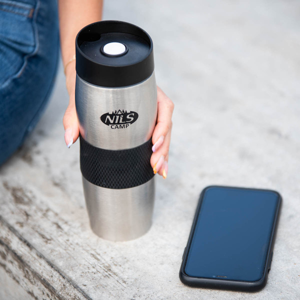 Kubek termiczny Nils Camp NCC05, czarno-srebrny