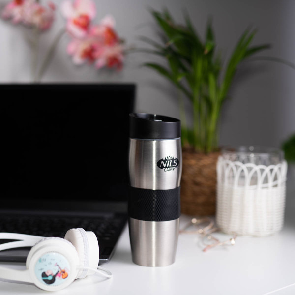 Kubek termiczny Nils Camp NCC05, czarno-srebrny